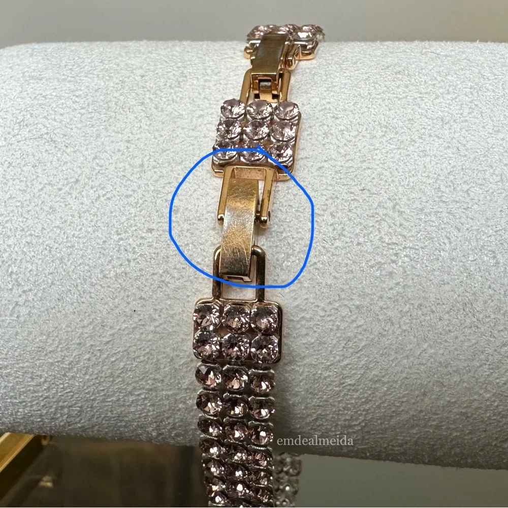 SOLD - Swarovski Crystal Rose Gold Tone Fit Pink Mesh Bracelet 5381139 - Picture 7 of 11
